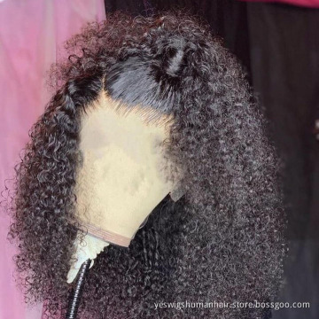 Cheap Afro Kinky Curly Raw Brazilian Virgin Human Hair Hd Full 360 Lace Front Wig Transparent Lace Frontal Wig For Black Women